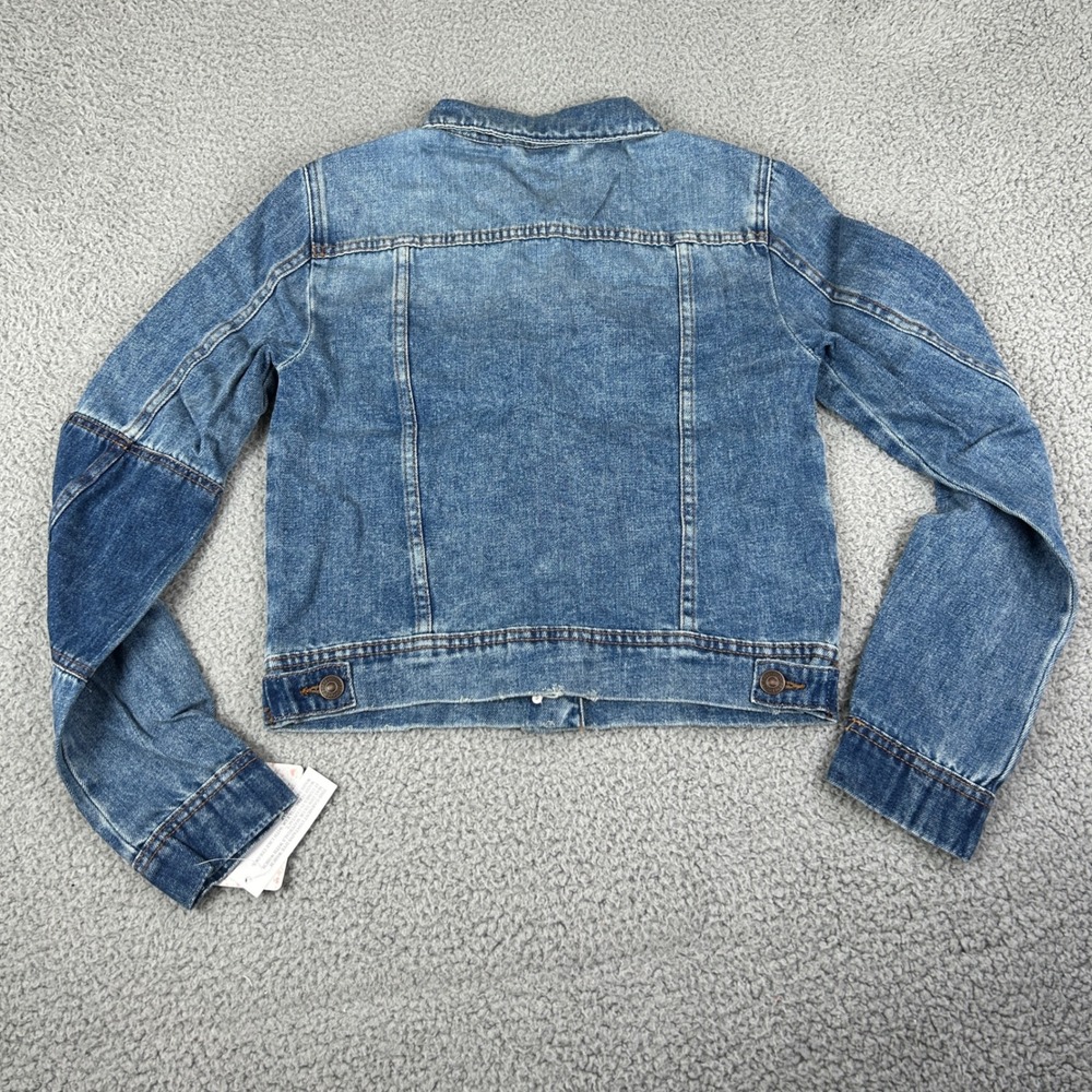 Free People Denim Jacket Women XS Blue Patchwork Cropped OB809197 - Picture 8 of 9